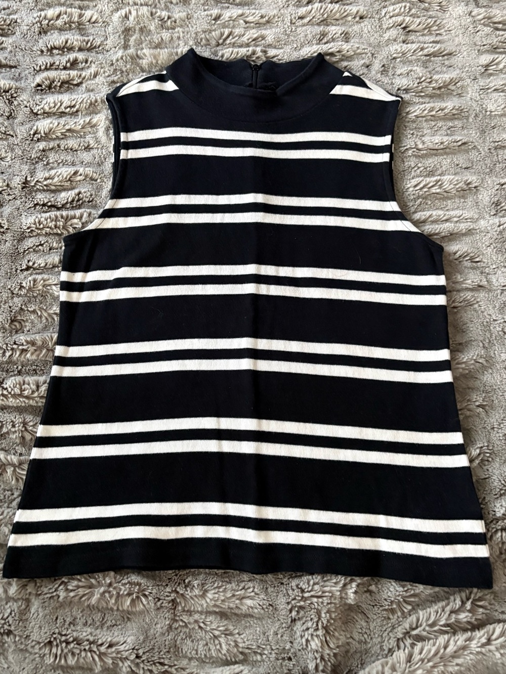 Talbots Black & White Striped Sleeveless Top
